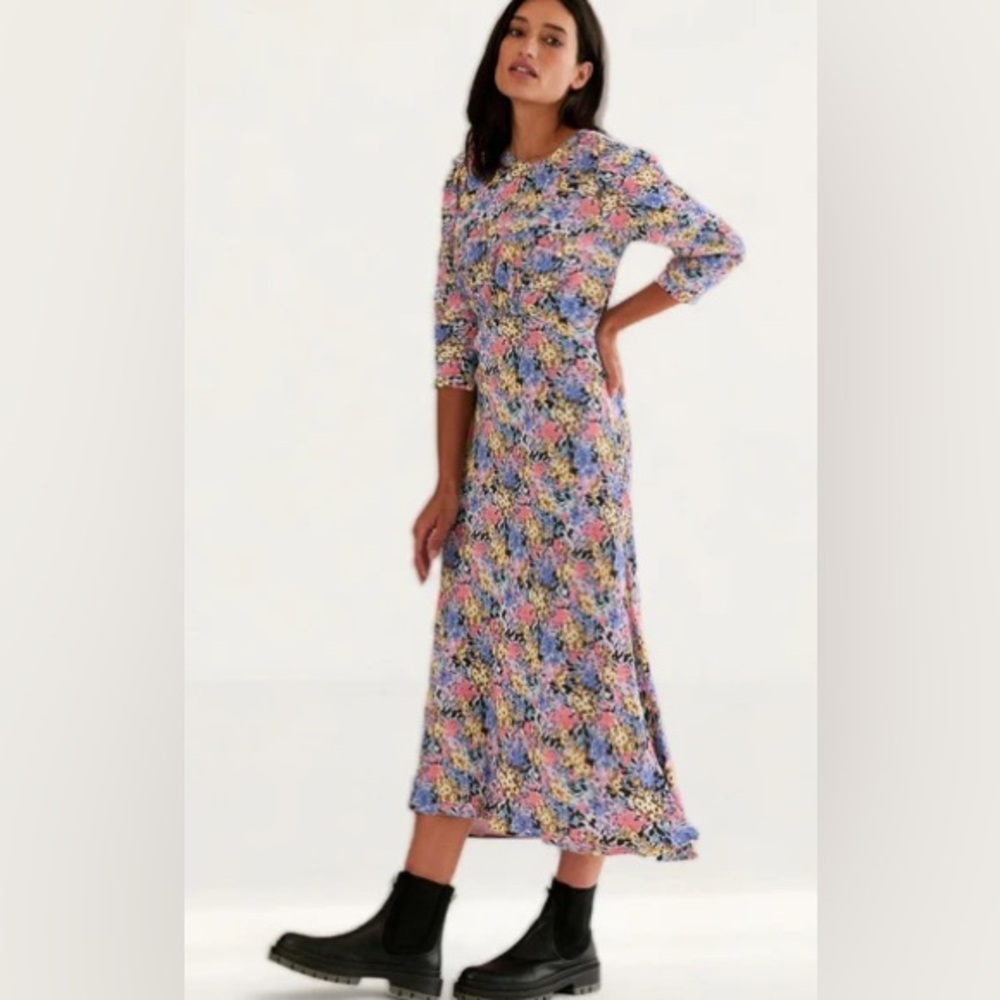 M&S x GHOST Floral Empire Line Midi Tea Dress Size 6